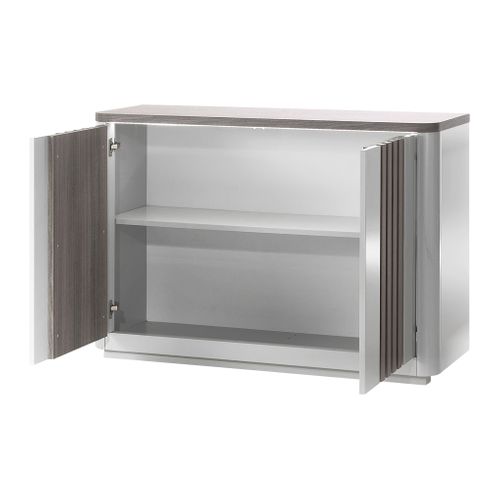 Buffet 2 portes L125 PESARO imitation chêne gris et gris
