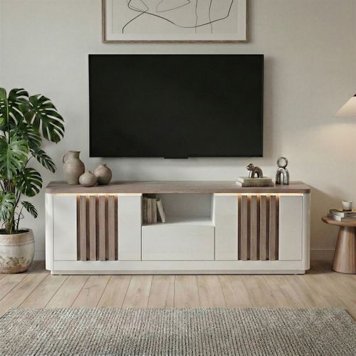 Meuble TV  L 170 PESARO Imitation chêne/gris