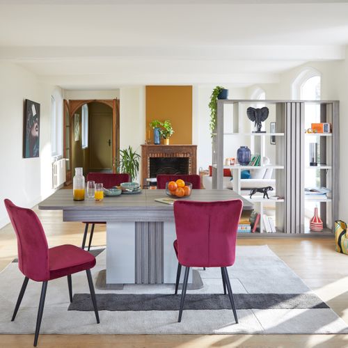 Table rectangulaire 1 allonge PESARO Imitation chêne/gris