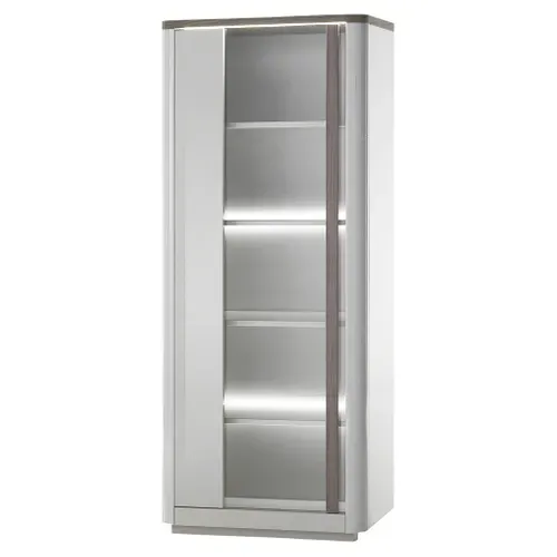 Vitrine 1P PESARO imitation chêne gris et gris vue de profil