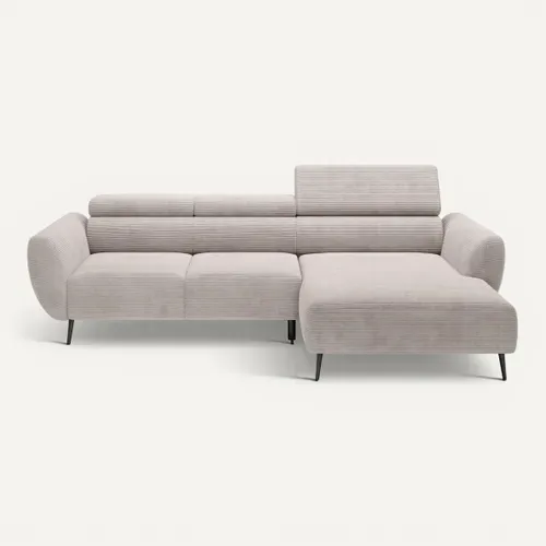 Canapé d'angle méridienne droite ALISSON tissu poso beige vue de face