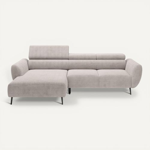 Canapé d'angle méridienne gauche ALISSON tissu poso beige vue de face