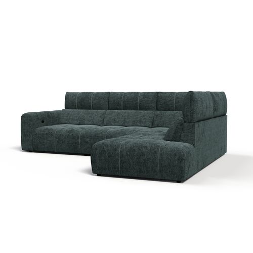 Canapé angle relax électrique droit UNIVERS tissu sajma vert vue de profil