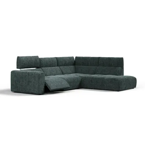 Canapé angle relax électrique droit UNIVERS tissu sajma vert