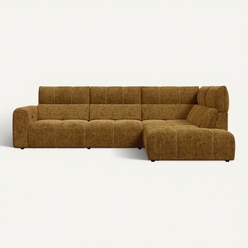 Canapé angle relax électrique droit UNIVERS tissu sajma jaune vue de face