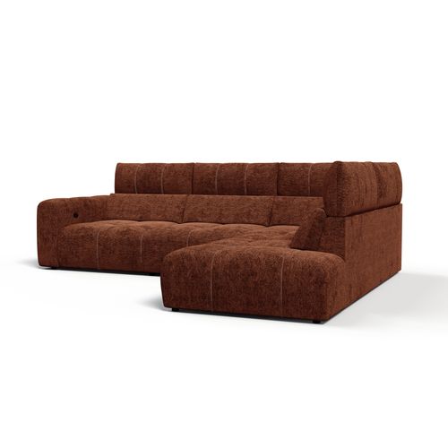 Canapé angle relax électrique droit UNIVERS tissu sajma brique vue de profil