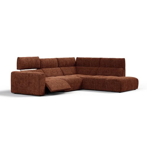 Canapé angle relax électrique droit UNIVERS tissu sajma brique