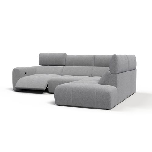 Canapé angle relax électrique droit UNIVERS tissu oro gris moyen