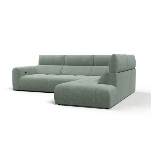 Canapé angle relax électrique droit UNIVERS tissu oro lichen vue de profil