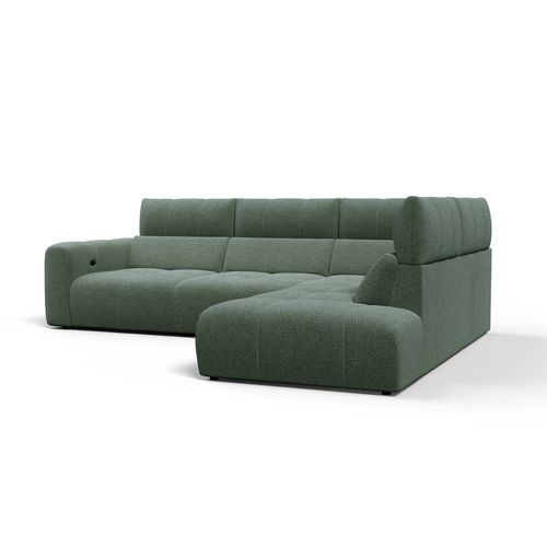 Canapé angle relax électrique droit UNIVERS tissu oro vert vue de profil