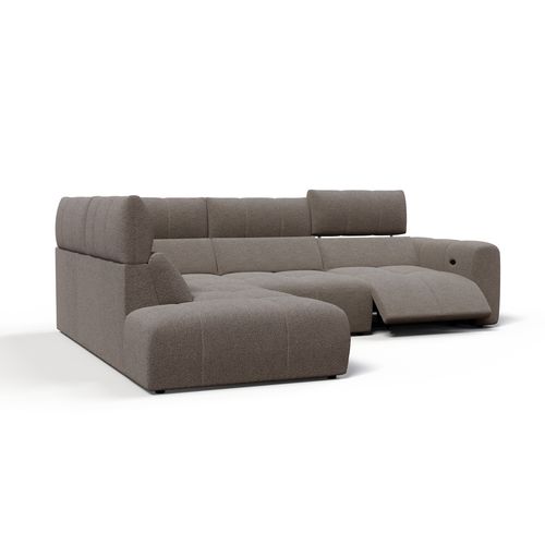 Canapé angle relax électrique gauche UNIVERS tissu oro taupe