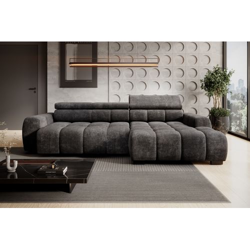 Canapé d'angle relax AUGUSTIN méridienne droit gris foncé