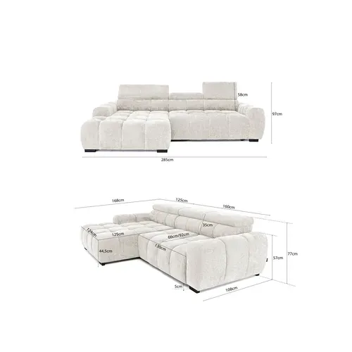 Canapé d'angle relax AUGUSTIN méridienne droit tissu vert