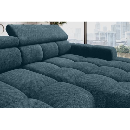 Canapé d'angle relax AUGUSTIN méridienne droit bleu clair vue accessoires