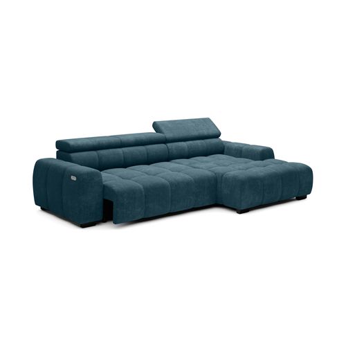 Canapé d'angle relax AUGUSTIN méridienne droit bleu clair vue de profil