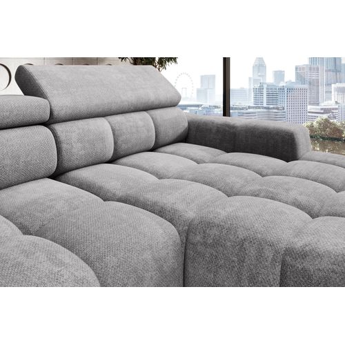 Canapé d'angle relax AUGUSTIN méridienne droit gris clair vue accessoires