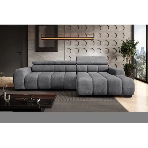 Canapé d'angle relax AUGUSTIN méridienne droit tissu gris