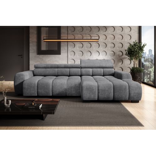 Canapé d'angle relax AUGUSTIN méridienne droit tissu gris