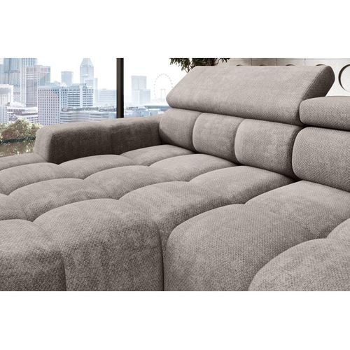 Canapé d'angle relax AUGUSTIN méridienne gauche tissu beige