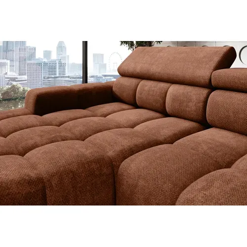 Canapé d'angle relax AUGUSTIN méridienne gauche terra cotta vue accessoires