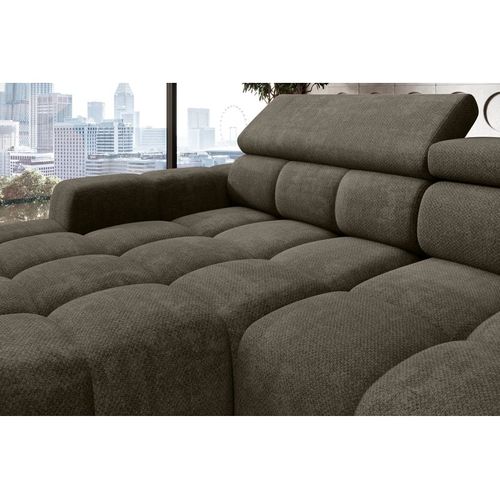 Canapé d'angle relax AUGUSTIN méridienne gauche tissu vert