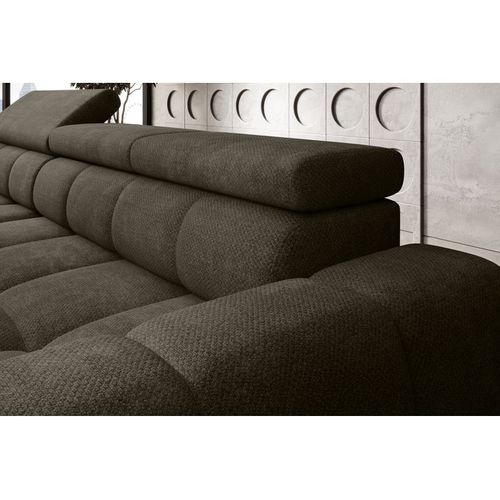 Canapé d'angle relax AUGUSTIN méridienne gauche tissu vert