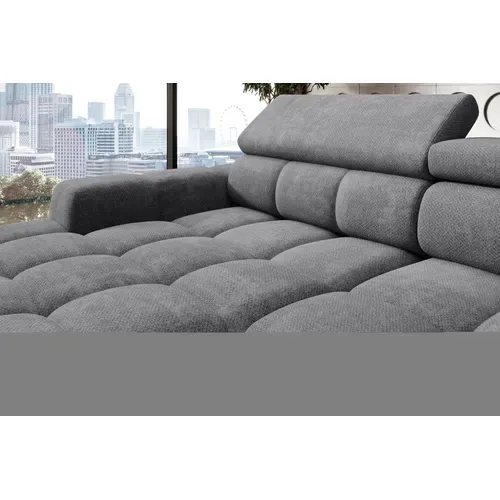 Canapé d'angle relax AUGUSTIN méridienne gauche tissu gris vue accessoires