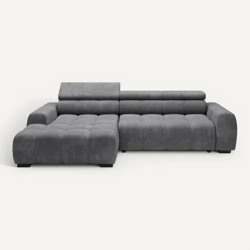 Canapé d'angle relax AUGUSTIN méridienne gauche tissu gris vue de face