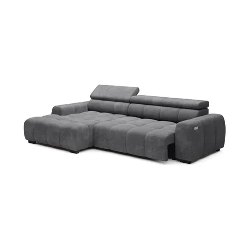 Canapé d'angle relax AUGUSTIN méridienne gauche tissu gris vue de profil