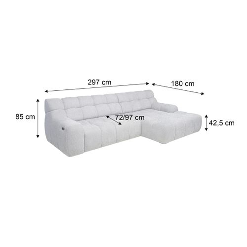 Canapé d'angle relax COCOON méridienne droit gris clair