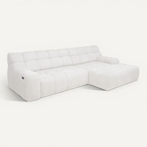 Canapé d'angle relax COCOON méridienne droit blanc cassé vue 3/4