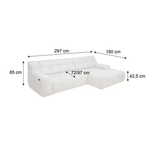 Canapé d'angle relax COCOON méridienne droit blanc cassé