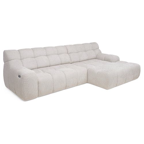 Canapé d'angle relax COCOON méridienne droit tissu beige vue 3/4