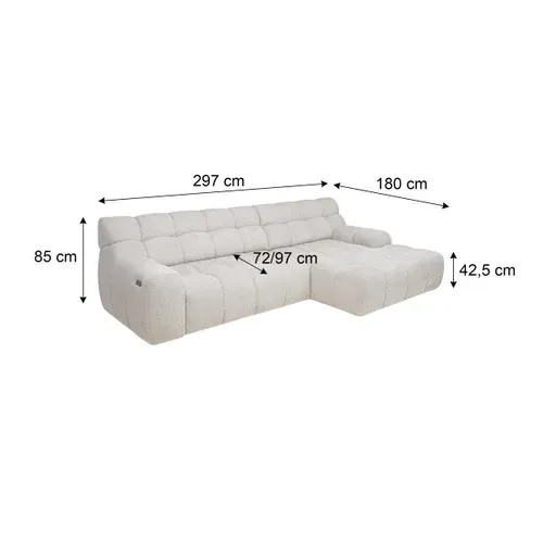 Canapé d'angle relax COCOON méridienne droit tissu beige