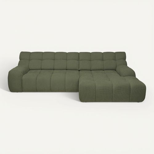 Canapé d'angle relax COCOON méridienne droit tissu vert vue de face