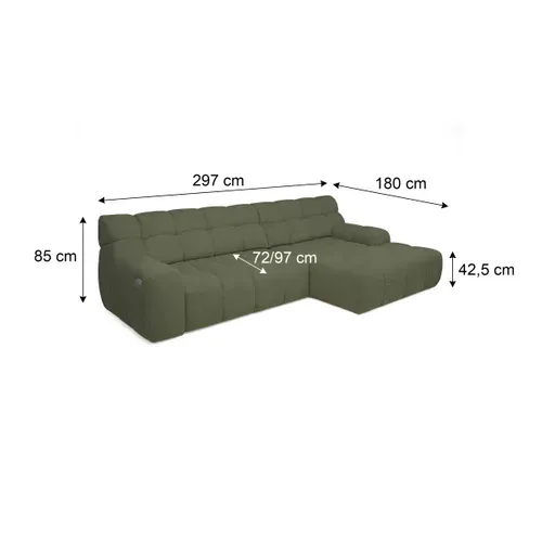 Canapé d'angle relax COCOON méridienne droit tissu vert