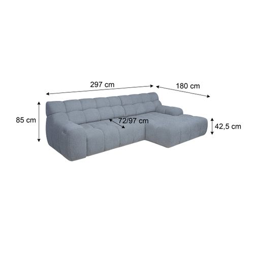 Canapé d'angle relax COCOON méridienne droit tissu gris