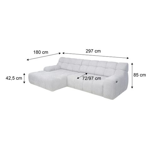Canapé d'angle relax COCOON méridienne gauche gris clair