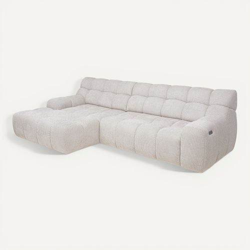 Canapé d'angle relax COCOON méridienne gauche tissu beige vue 3/4