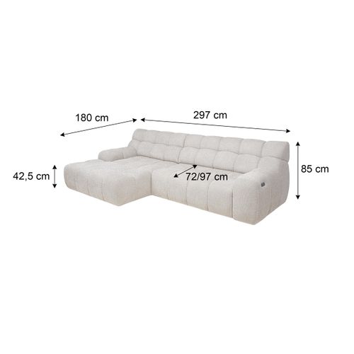 Canapé d'angle relax COCOON méridienne gauche tissu beige