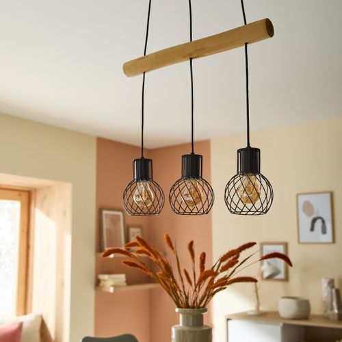Suspension métal L. 50 cm KAVI Noire vue d'ambiance 1
