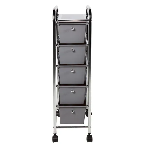 Desserte 5 tiroirs OSCAR Chrome / Gris vue de face