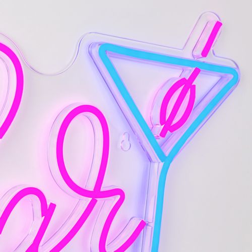 Néon mural LED USB L. 40 cm BAR Rose et bleu vue détaillée