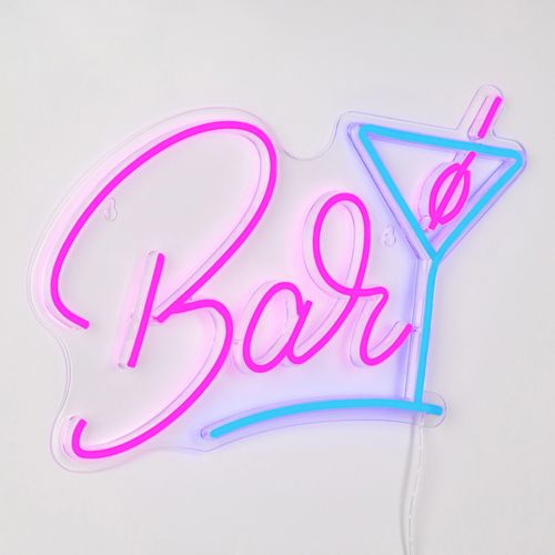 Néon mural LED USB L. 40 cm BAR Rose et bleu vue 3/4