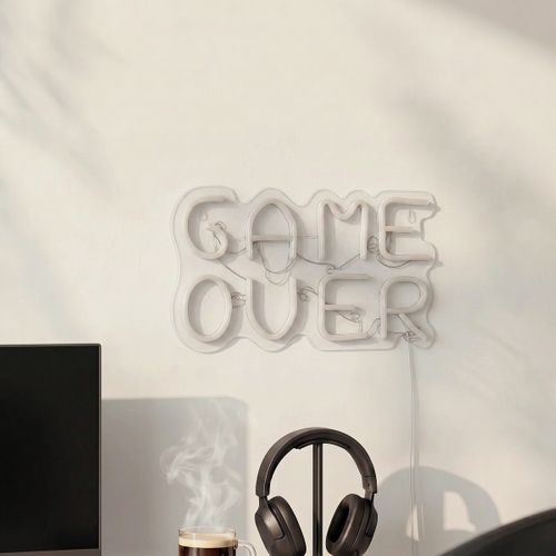 Néon mural LED USB L. 32 cm GAME OVER Multicolore vue d'ambiance 1