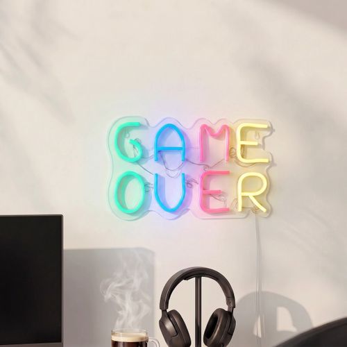 Néon mural LED USB L. 32 cm GAME OVER Multicolore