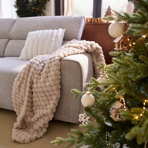 Plaid 130x170 cm CALIN Beige vue d'ambiance 1
