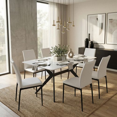 Table céramique L. 120 ARIA Blanc vue d'ambiance 1