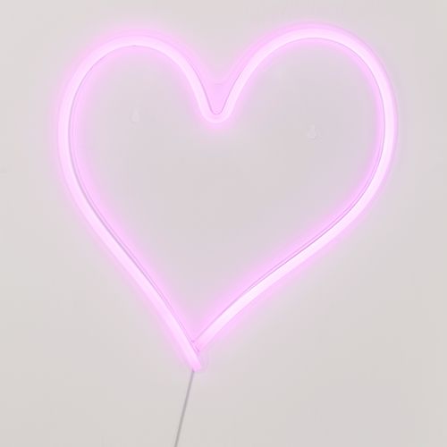 Néon mural Led USB H. 34 cm COEUR Rose vue de face