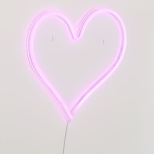 Néon mural Led USB H. 34 cm COEUR Rose vue 3/4